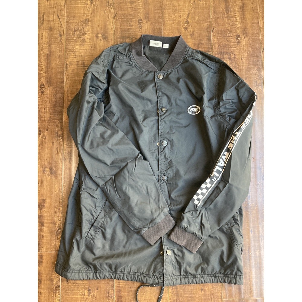Vans Jacket Men's medium Off The Wall Checkerboard Black Jacket Windbreaker